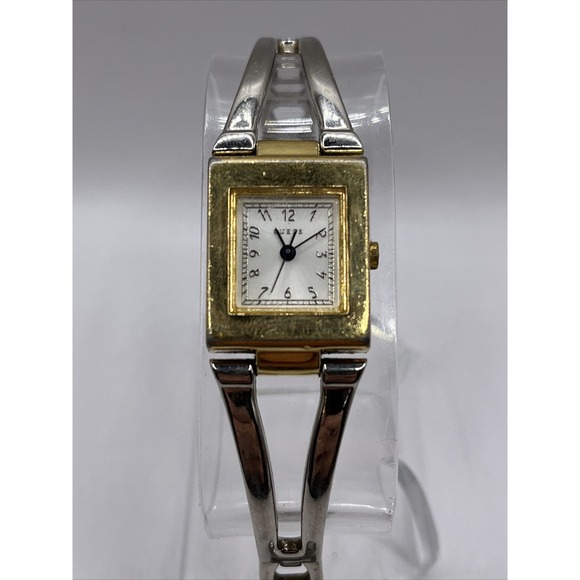 Guess Accessories - Guess Women's Quartz Watch Silver Gold Two Tone Square Dial 20mm- New Battery‎